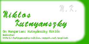 miklos kutnyanszky business card